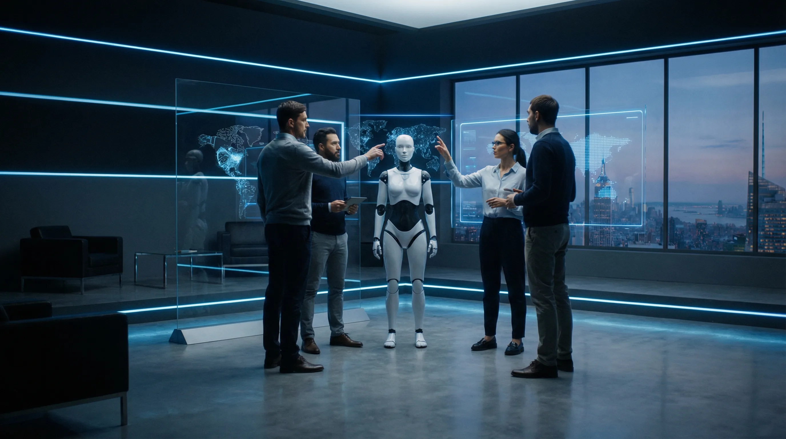 Human-AI collaboration strategy scene